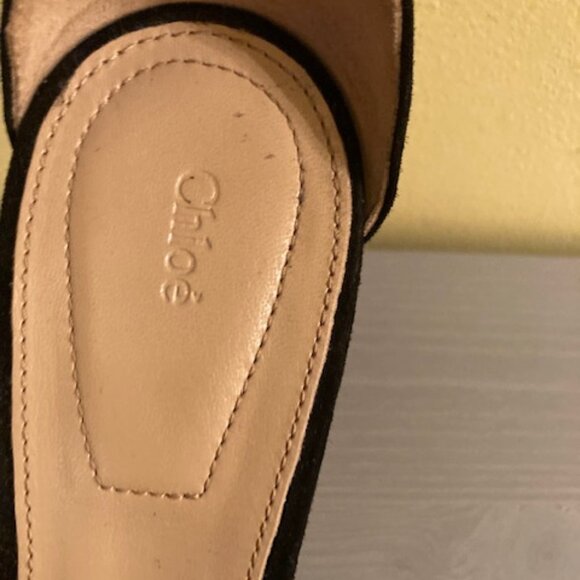 Chloe black suede ring embellished heeled sandals, size 40.5 - Picture 2 of 4